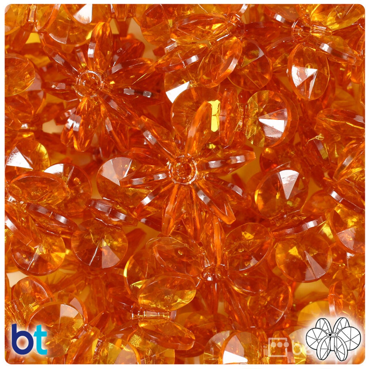 BeadTin Topaz Transparent 25mm SunBurst Plastic Craft Beads (80pcs)